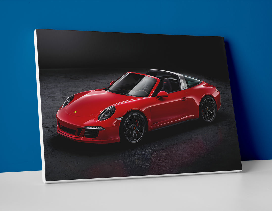 Red Porsche 911 Targa Poster canvas wall art print decor