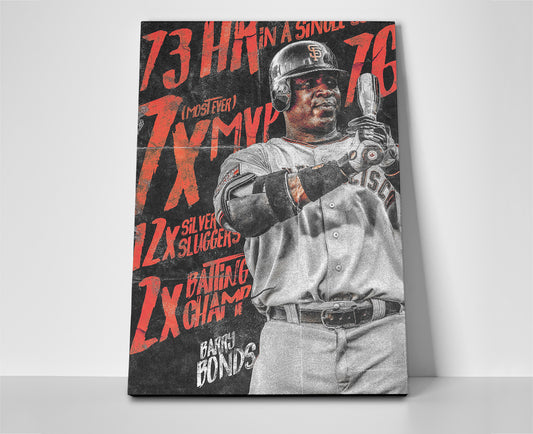 Barry Bonds Stats Poster or Wrapped Canvas
