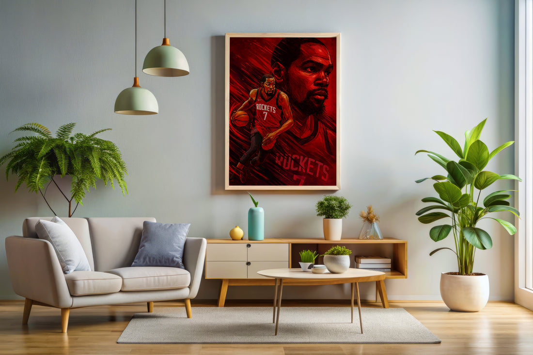 Kevin Durant Rockets Poster or Wrapped Canvas