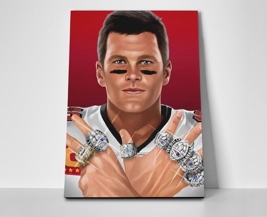 Tom Brady 7 Rings Poster canvas