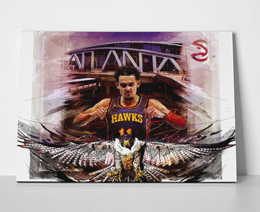 Trae Young Hawks Poster canvas