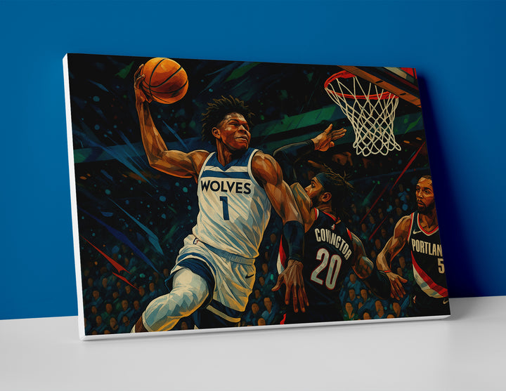 Anthony Edwards poster canvas painting wall art print minnesota timberwolves decor basketball artwork
