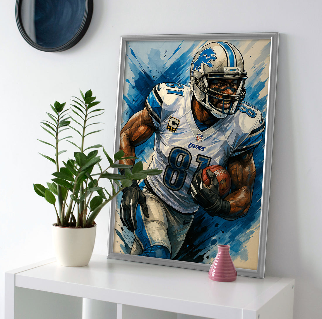 Calvin Johnson poster canvas painting lions wall art print decor