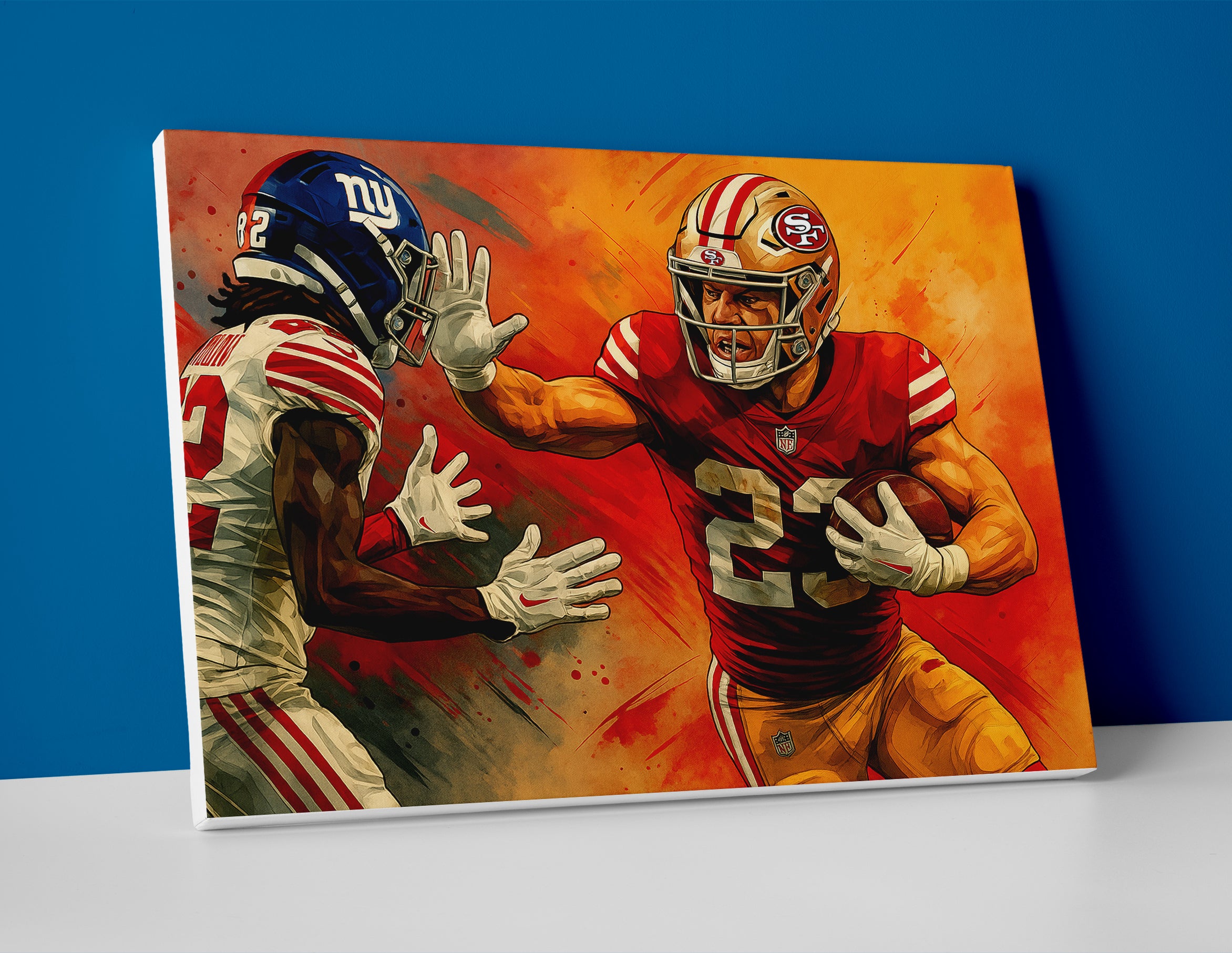 Christian McCaffrey Painting Poster canvas wall art print