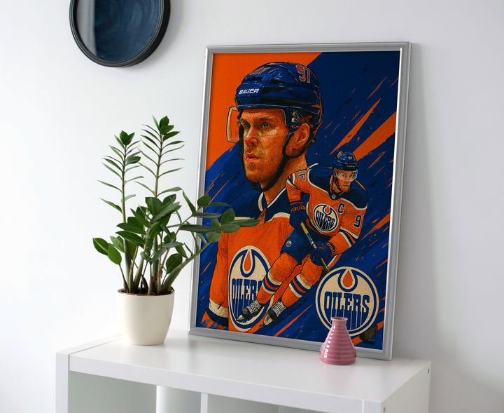 Connor McDavid Poster canvas wall art hockey oilers print painting