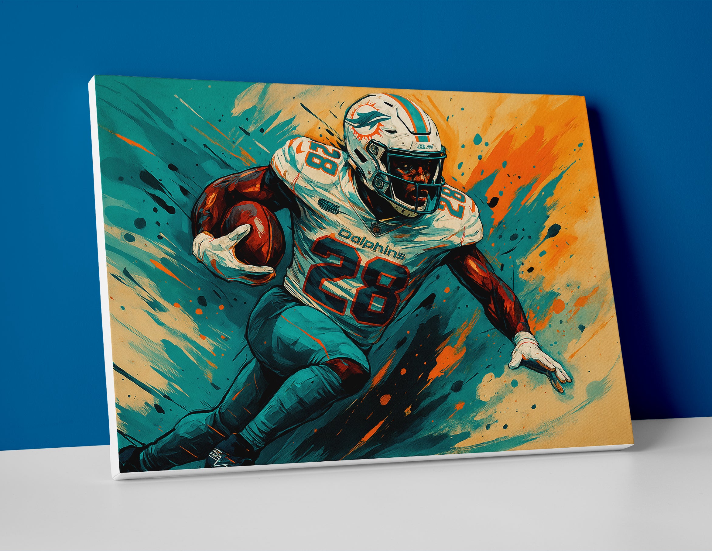 De'Von Achane Poster painting canvas wall art print