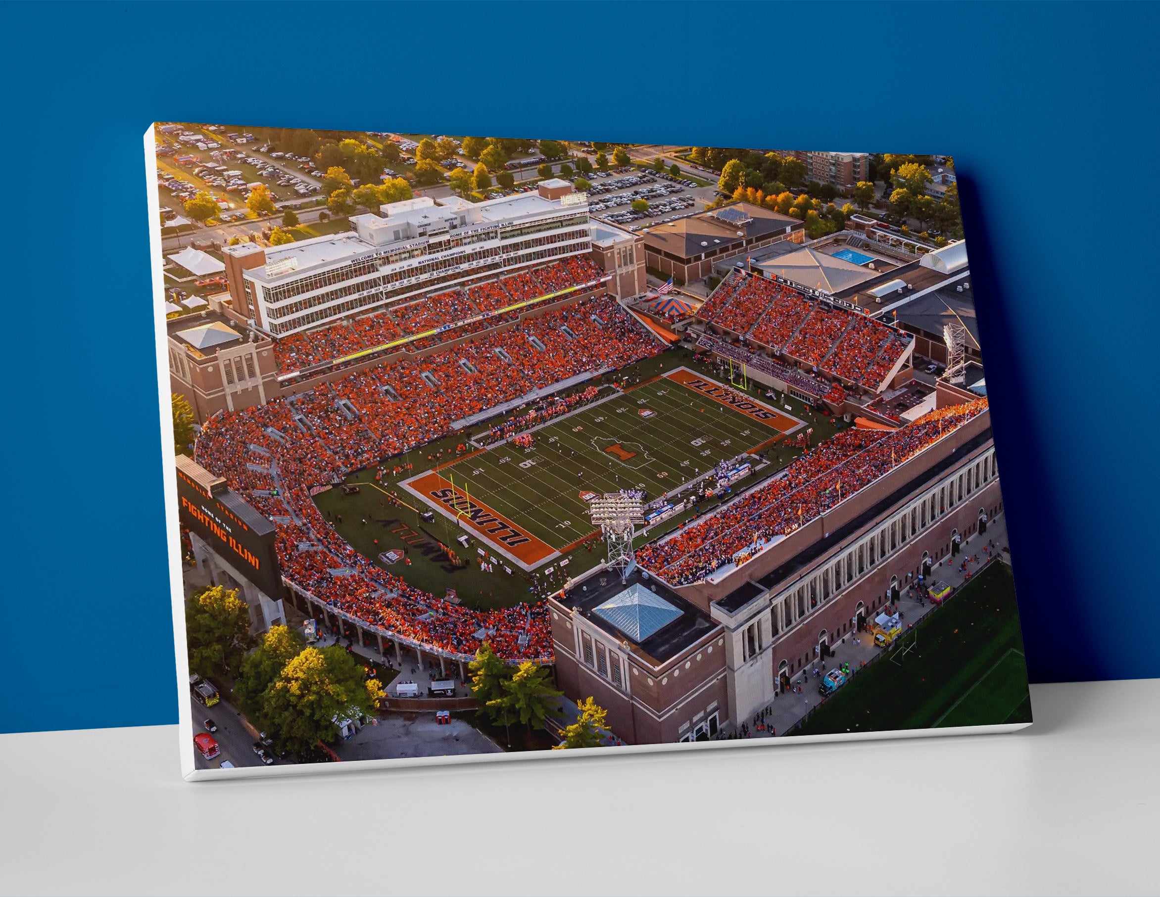 Illinois football stadium poster canvas wall art