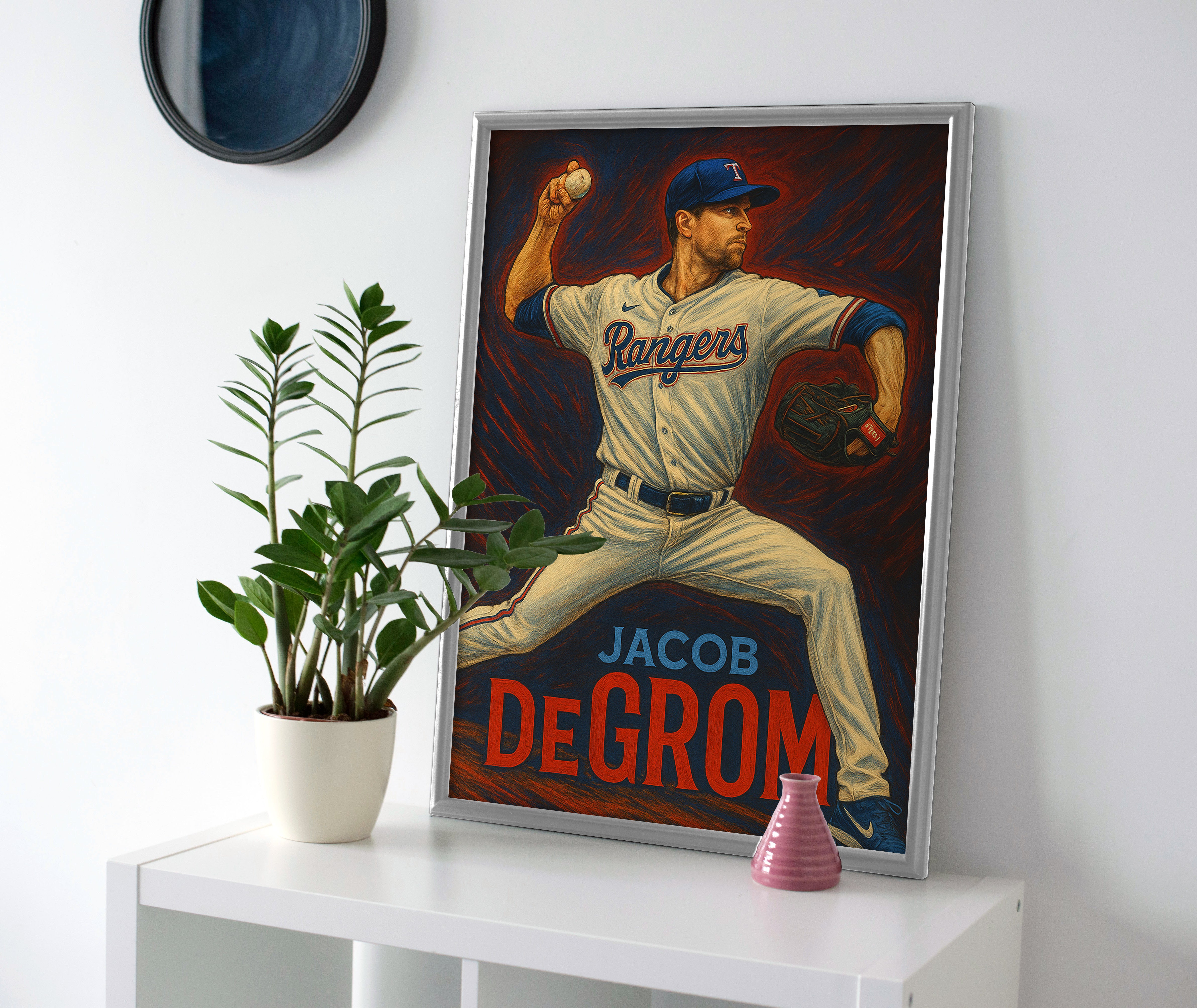 Jacob DeGrom Rangers Poster canvas texas baseball wall art
