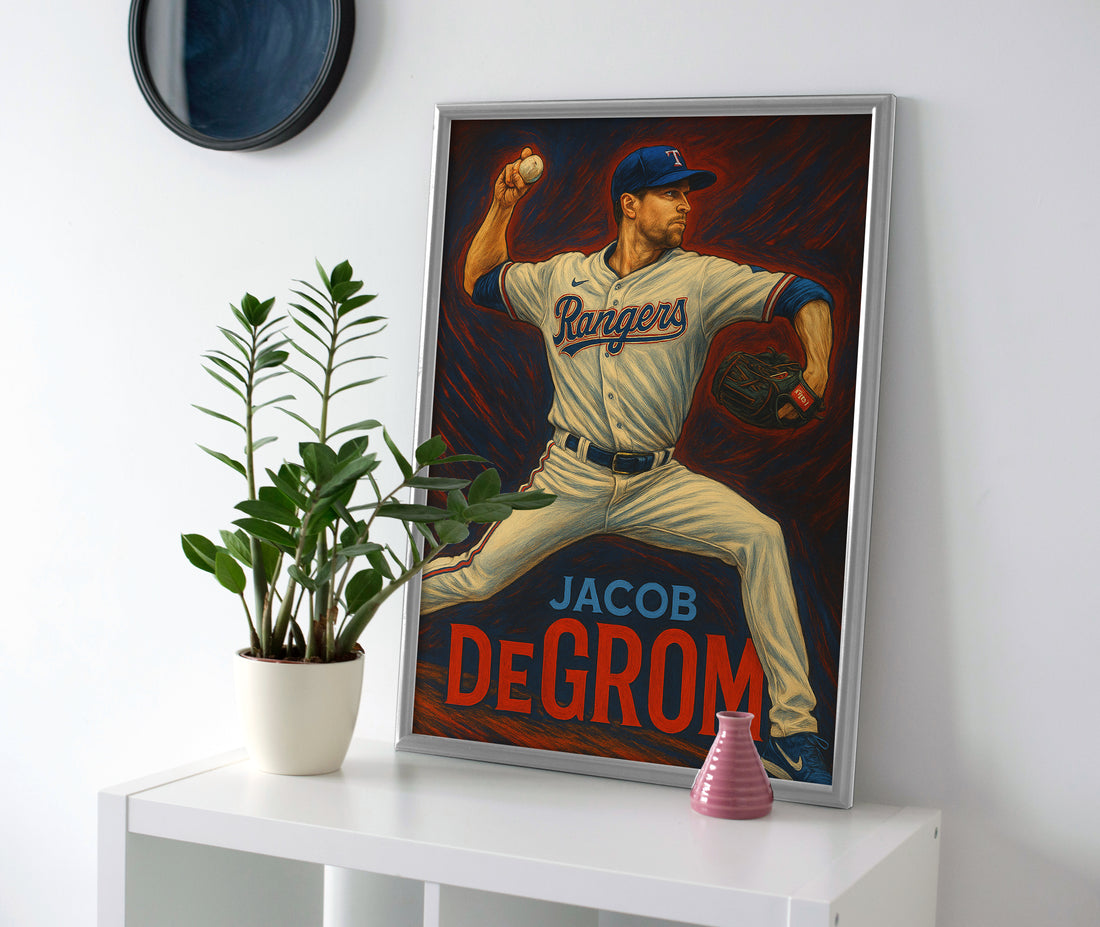 Jacob DeGrom Rangers Poster canvas texas baseball wall art