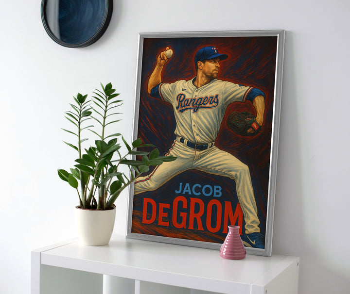 Jacob DeGrom Rangers Poster canvas texas baseball wall art