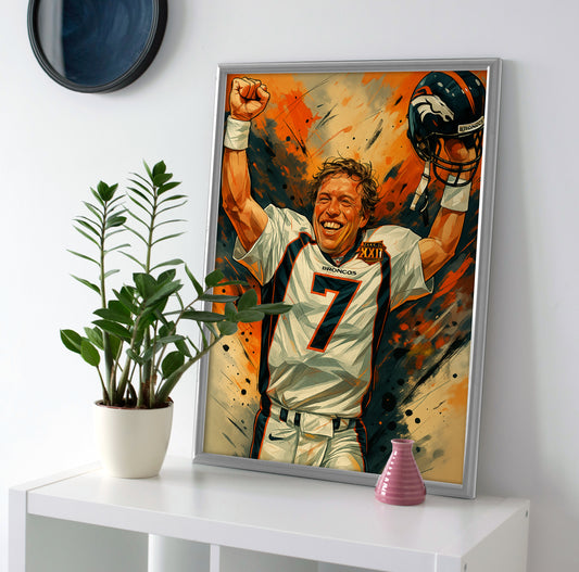 John Elway Poster canvas painting wall art print broncos decor