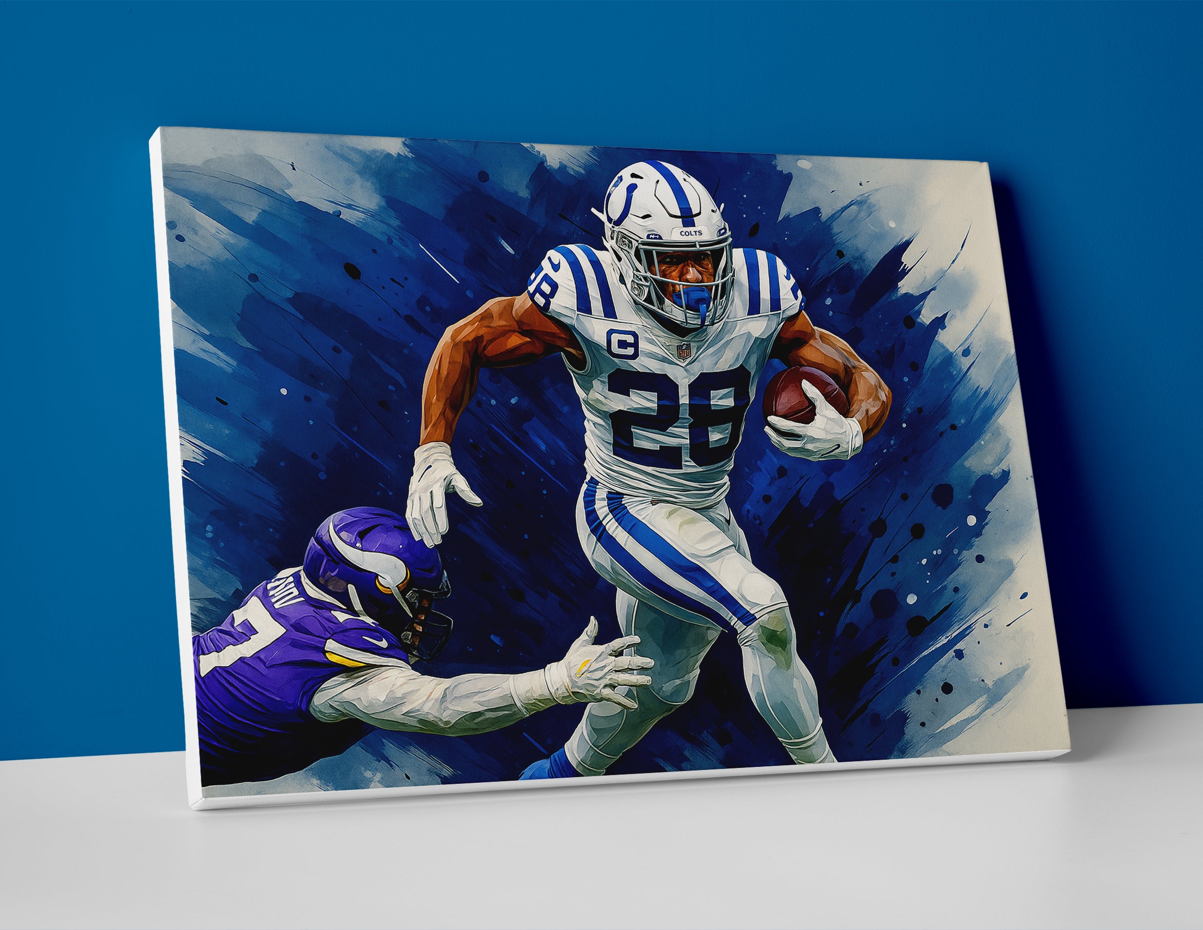 Jonathan Taylor Colts poster painting canvas wall art print