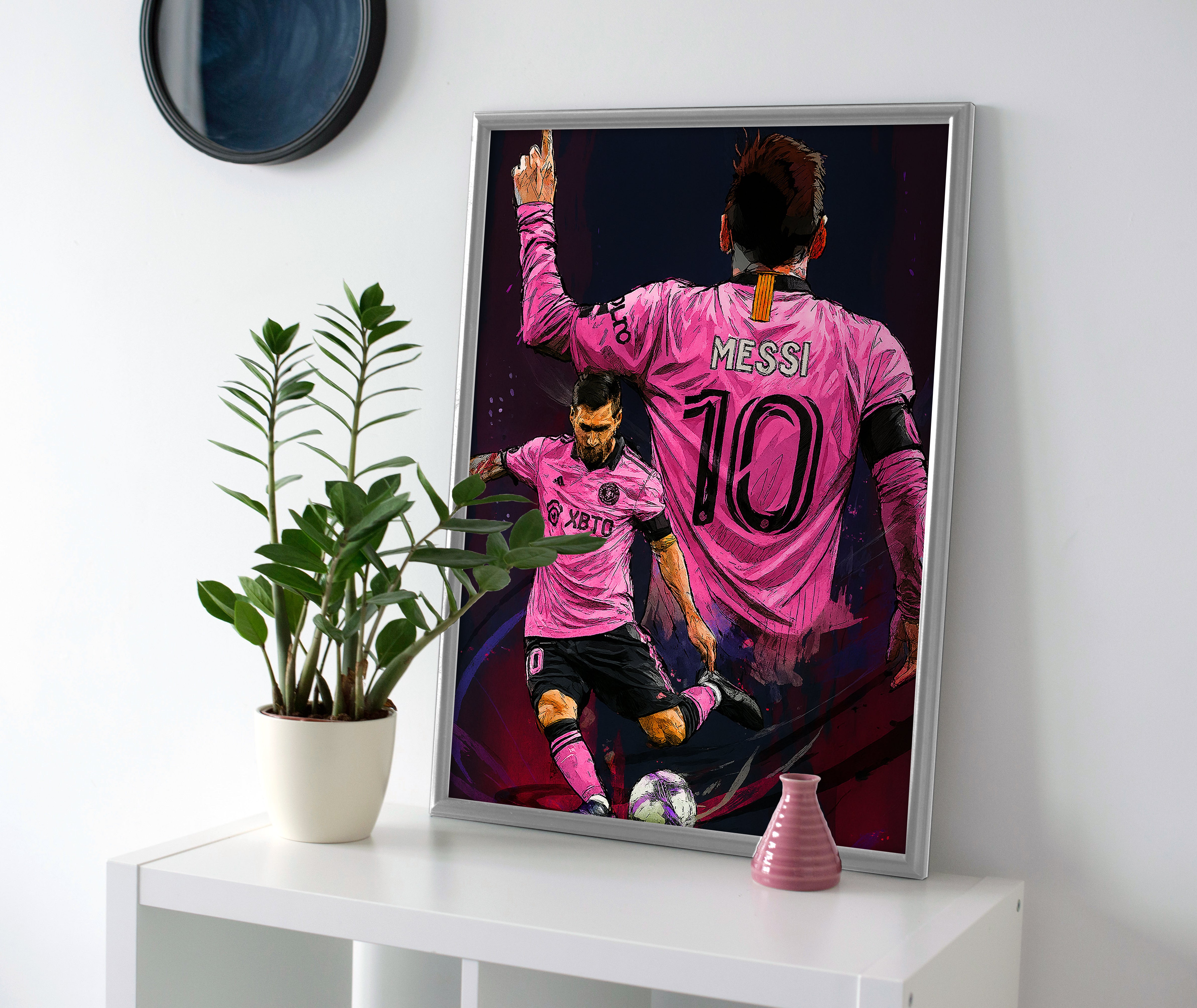 Lionel Messi Inter Miami Poster canvas soccer wall art futbol painting