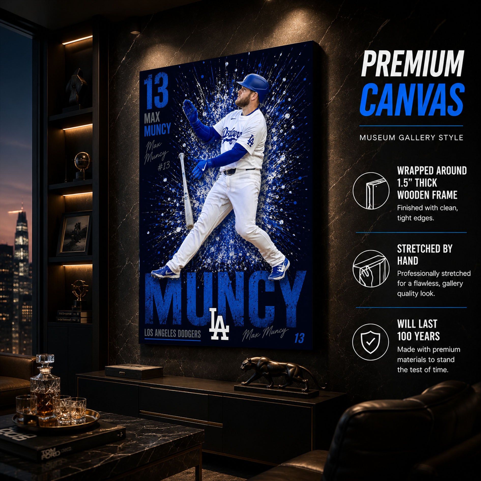 Max Muncy Dodgers Poster or Canvas Wall Art
