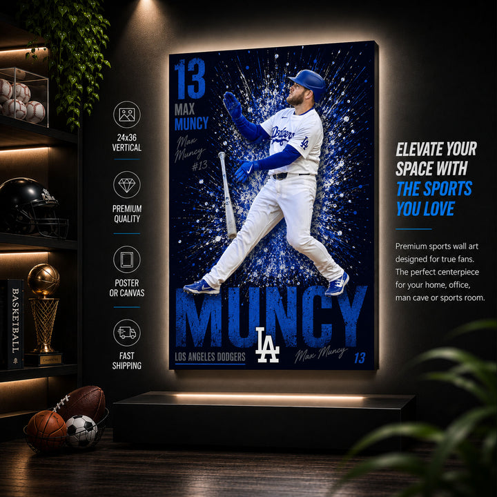 Max Muncy Dodgers Poster or Canvas Wall Art