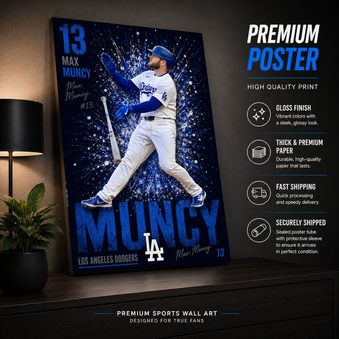 Max Muncy Dodgers Poster or Canvas Wall Art