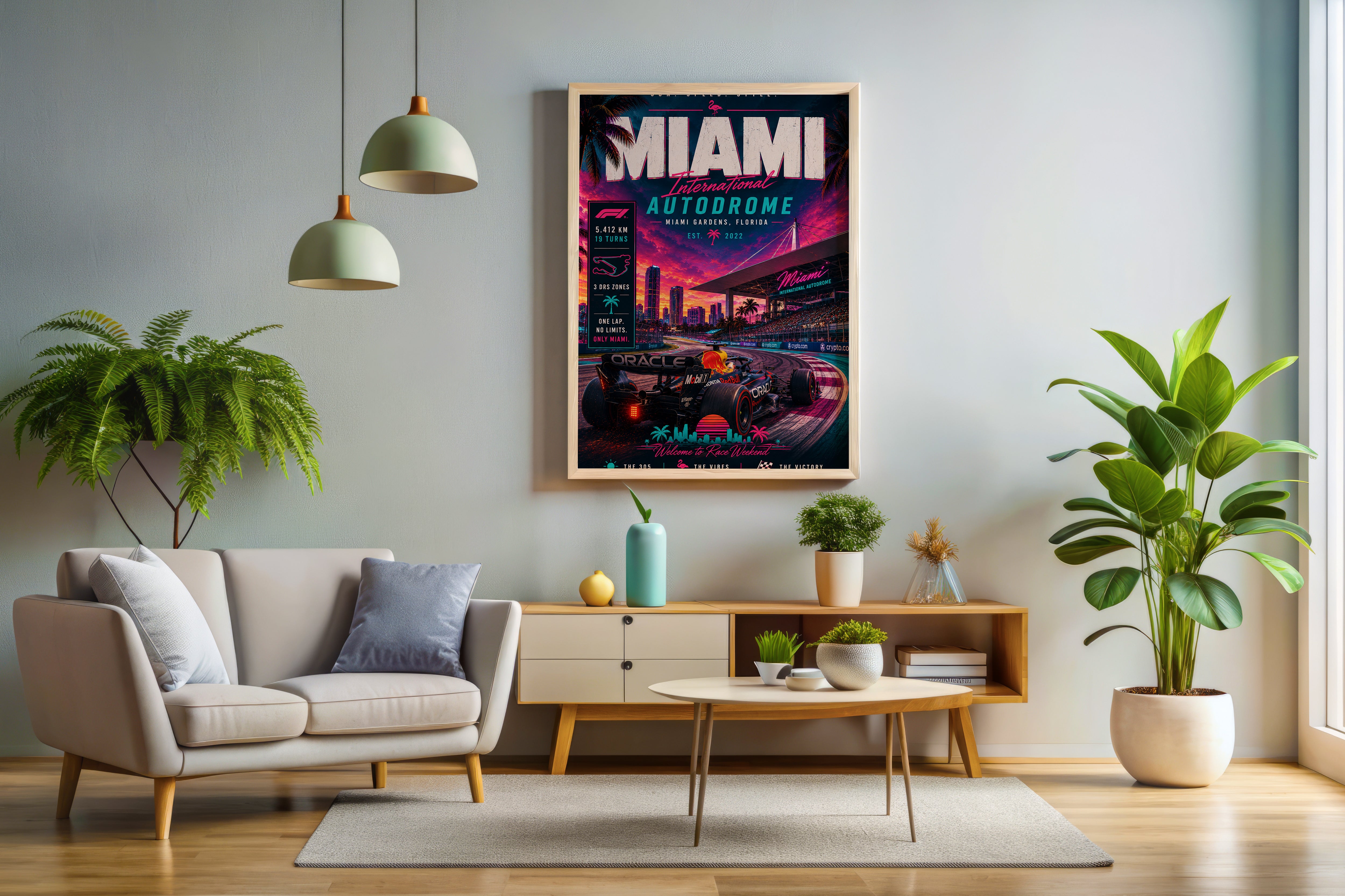 Miami F1 Racing Vertical Poster & Canvas – Miami International Autodrome Wall Art