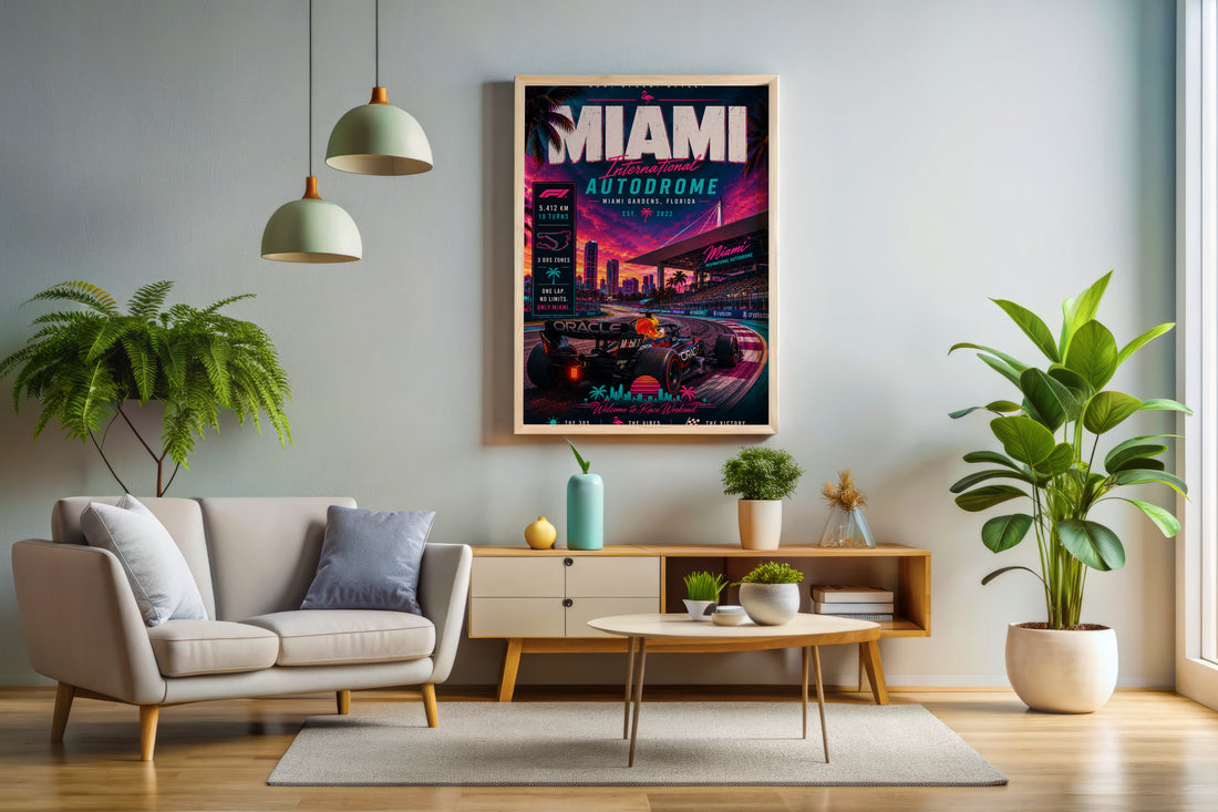 Miami F1 Racing Vertical Poster & Canvas – Miami International Autodrome Wall Art