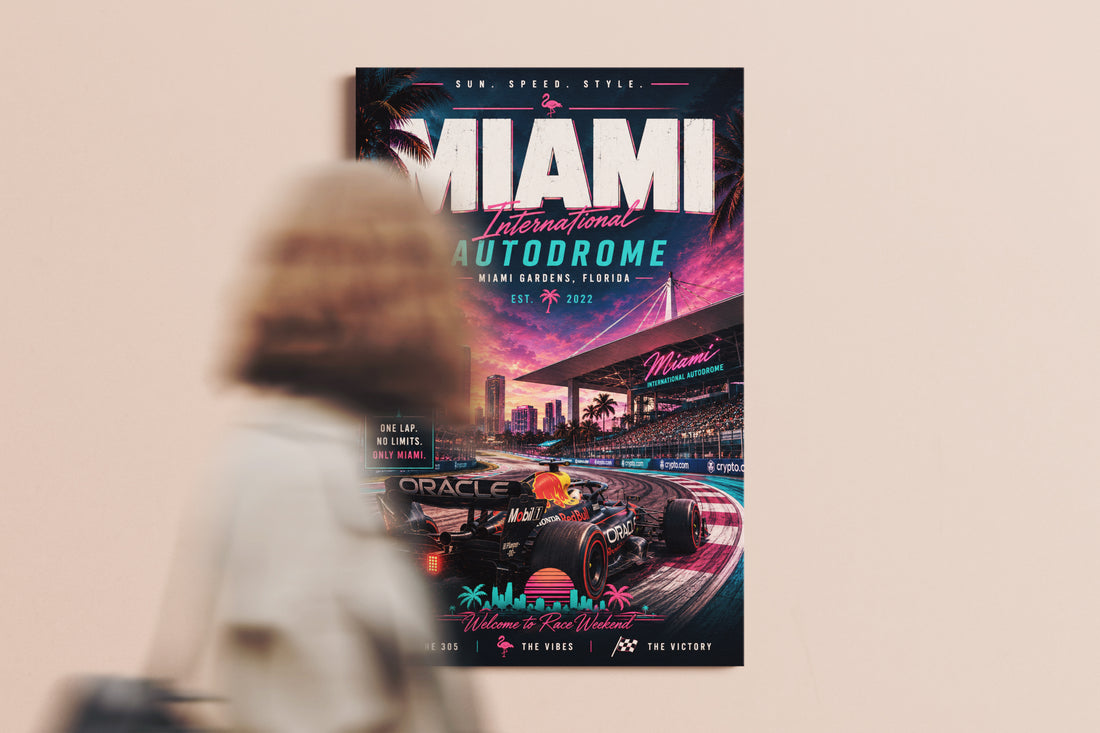Miami F1 Racing Vertical Poster & Canvas – Miami International Autodrome Wall Art