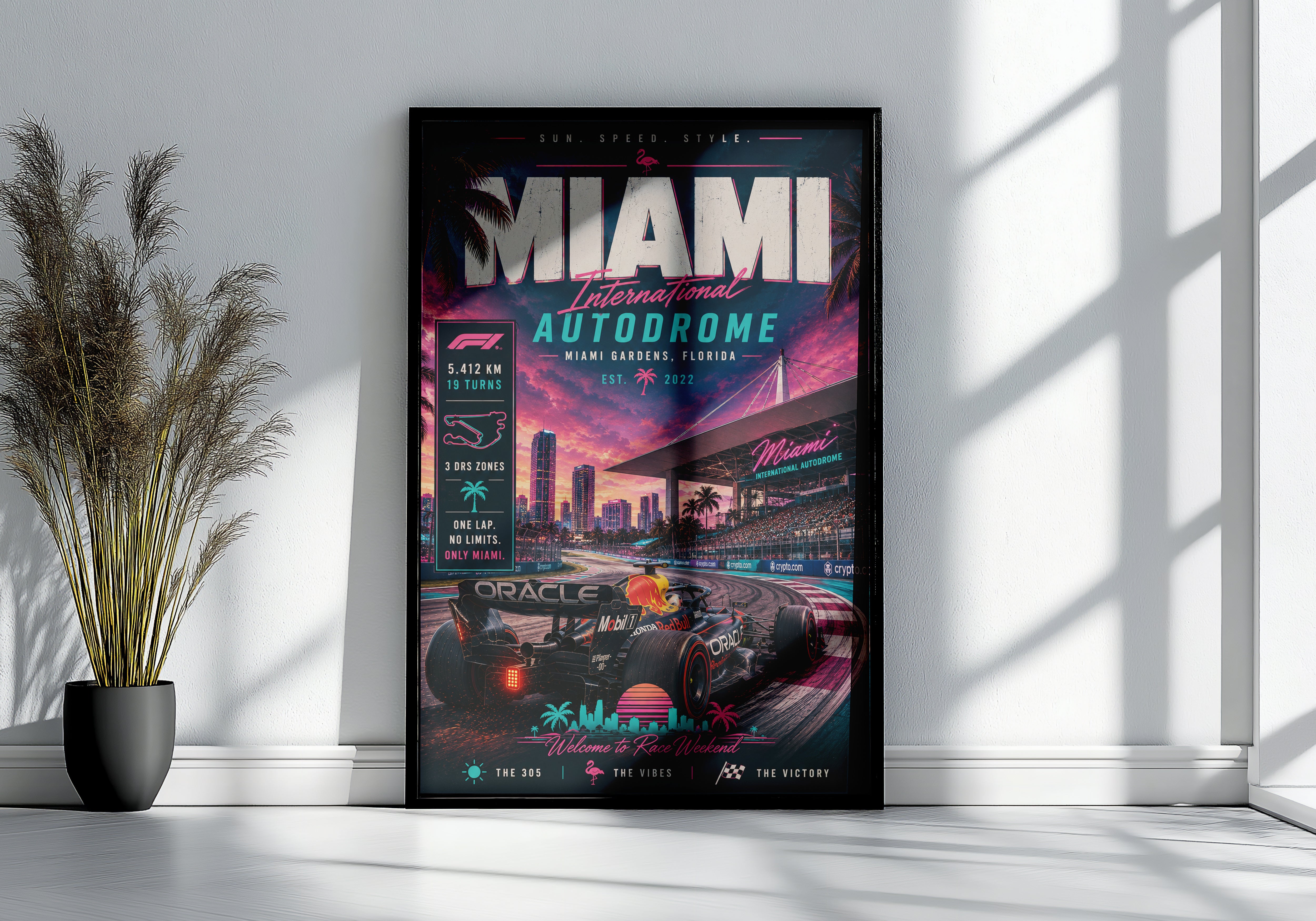 Miami F1 Racing Vertical Poster & Canvas – Miami International Autodrome Wall Art