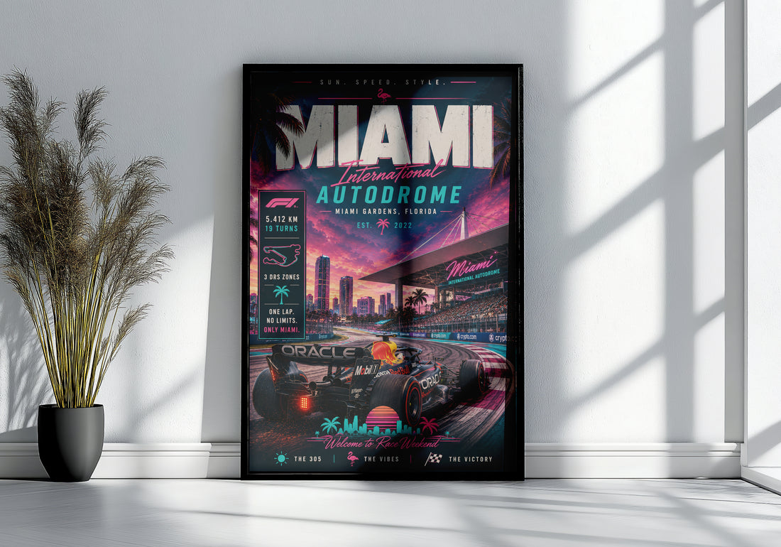 Miami F1 Racing Vertical Poster & Canvas – Miami International Autodrome Wall Art