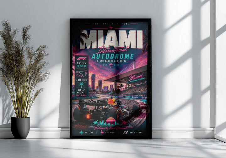 Miami F1 Racing Vertical Poster & Canvas – Miami International Autodrome Wall Art