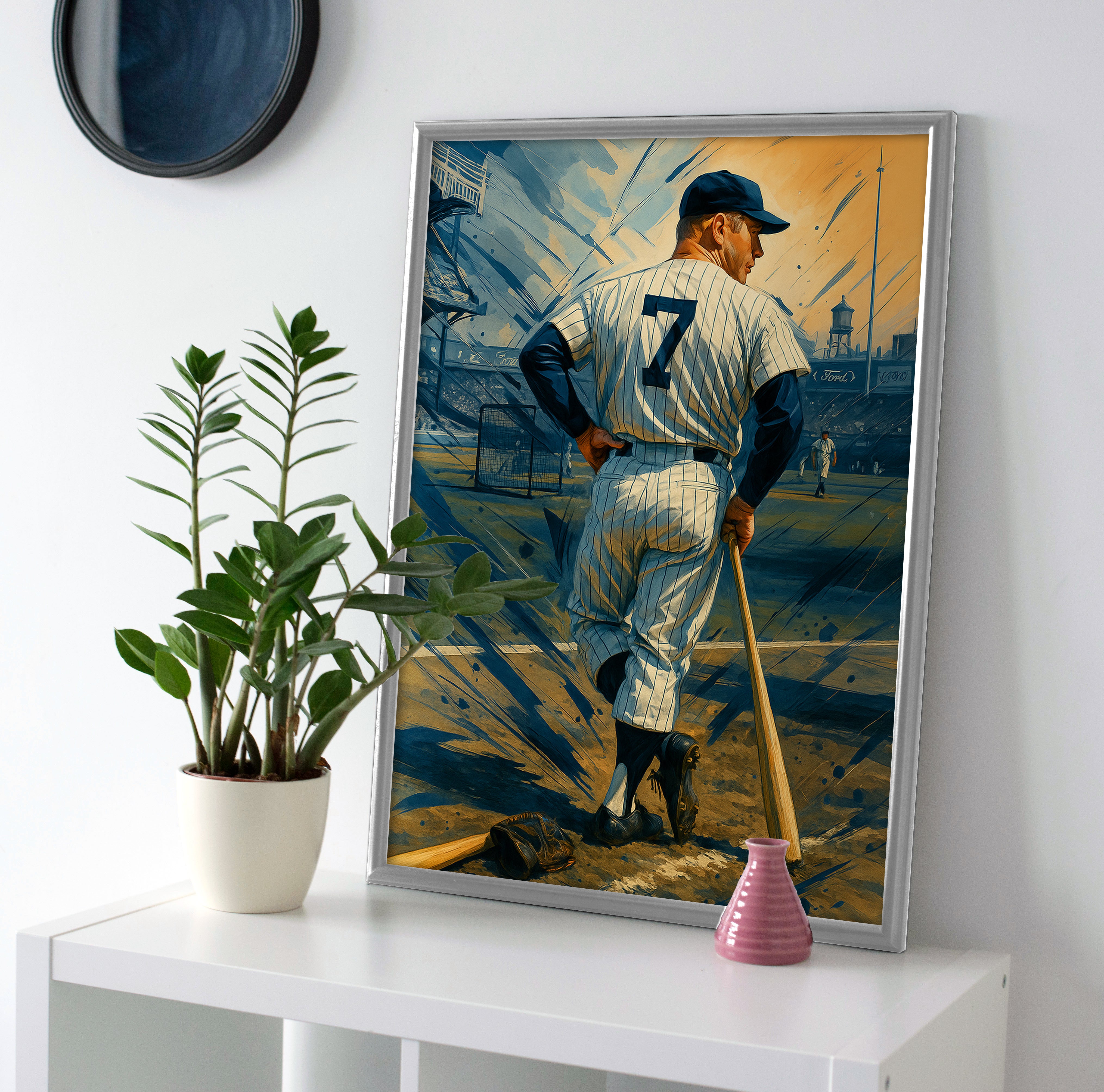 Mickey Mantle Painting Poster canvas wall art print decor yankees art