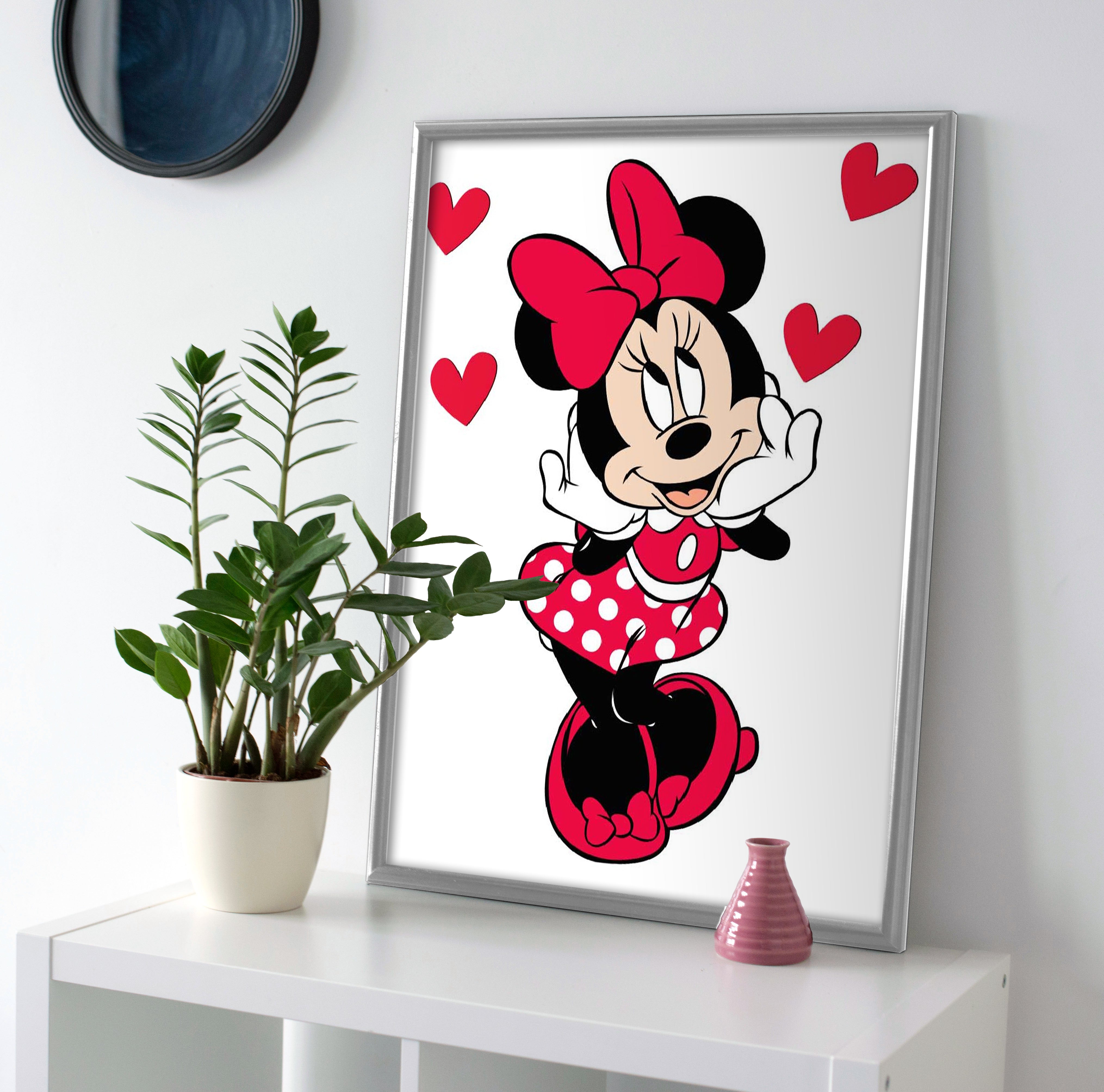 Minnie Mouse Hearts Poster or Canvas Print Wall Art disney decor