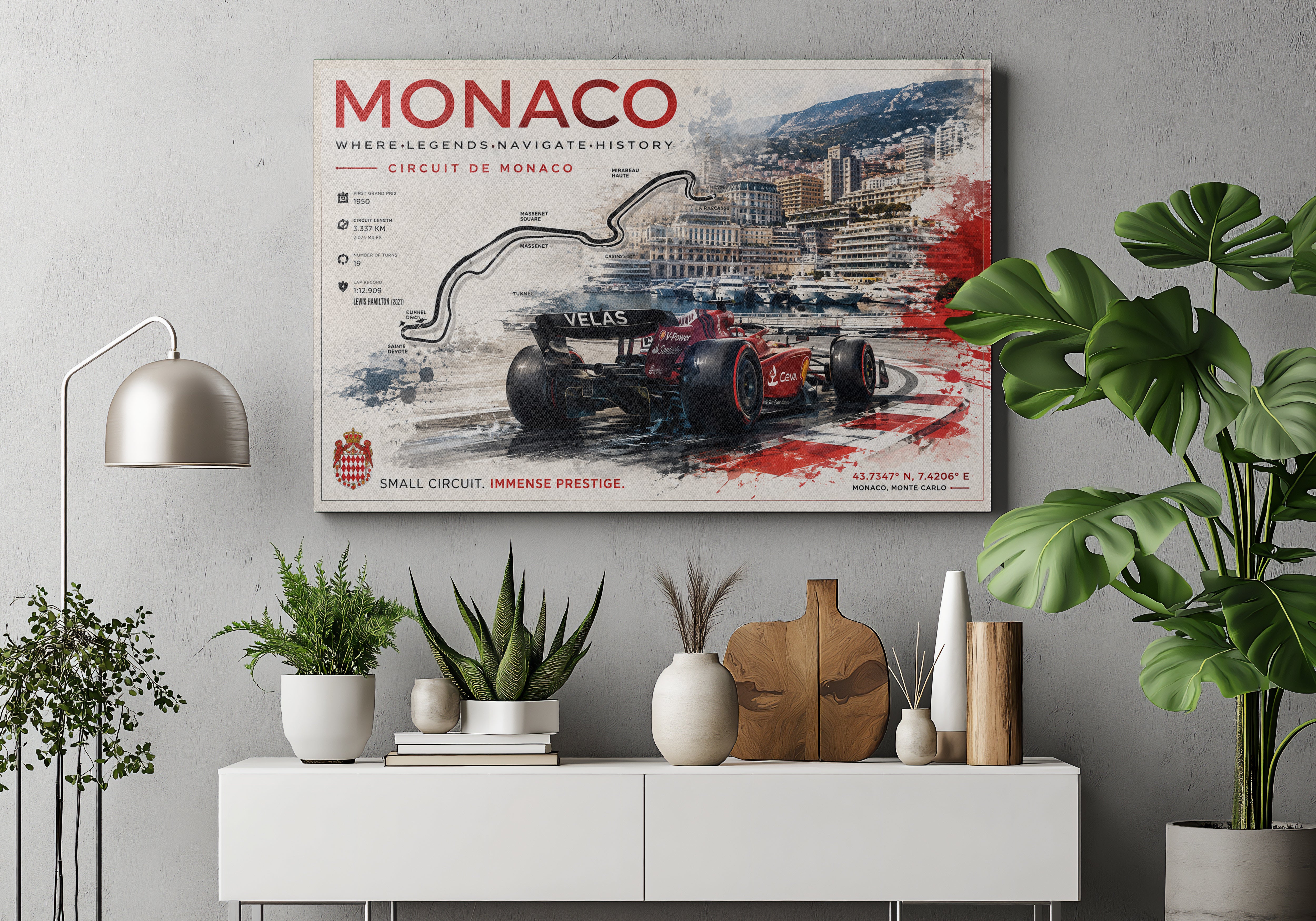 Monaco F1 Circuit Racing Poster & Canvas – Monte Carlo Grand Prix Track Wall Art