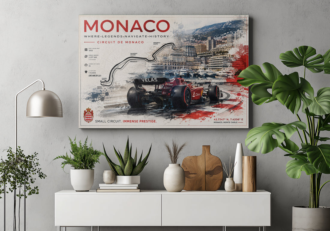 Monaco F1 Circuit Racing Poster & Canvas – Monte Carlo Grand Prix Track Wall Art