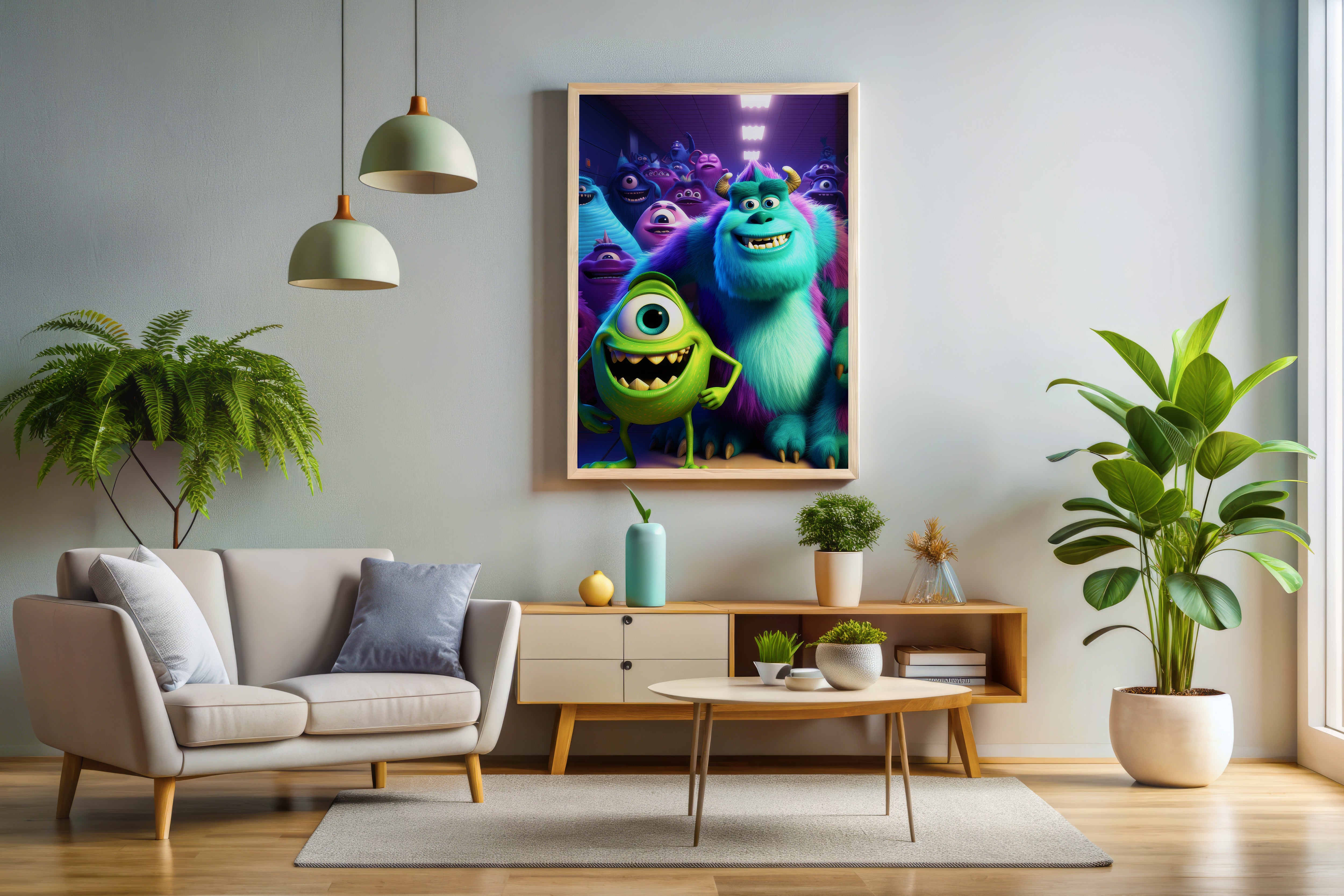 Monsters Inc Poster or Canvas Wall Art print decor