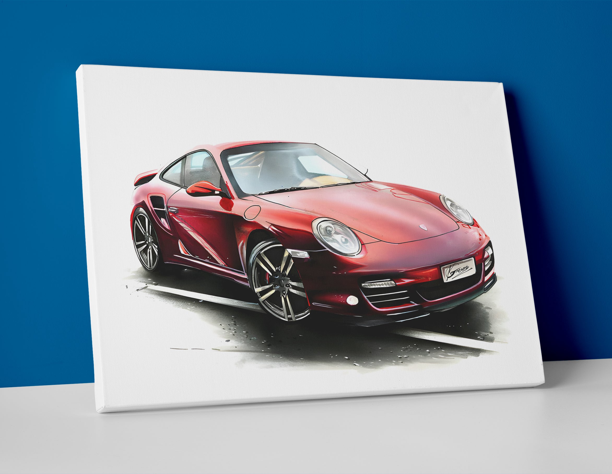 Red Porsche 911 poster canvas wall art print decor
