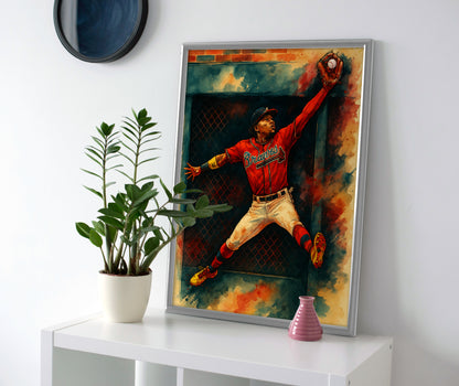 Ronald Acuna Jr Catch Poster canvas atlanta braves wall art painting