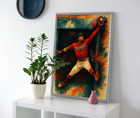 Ronald Acuna Jr Catch Poster canvas atlanta braves wall art painting
