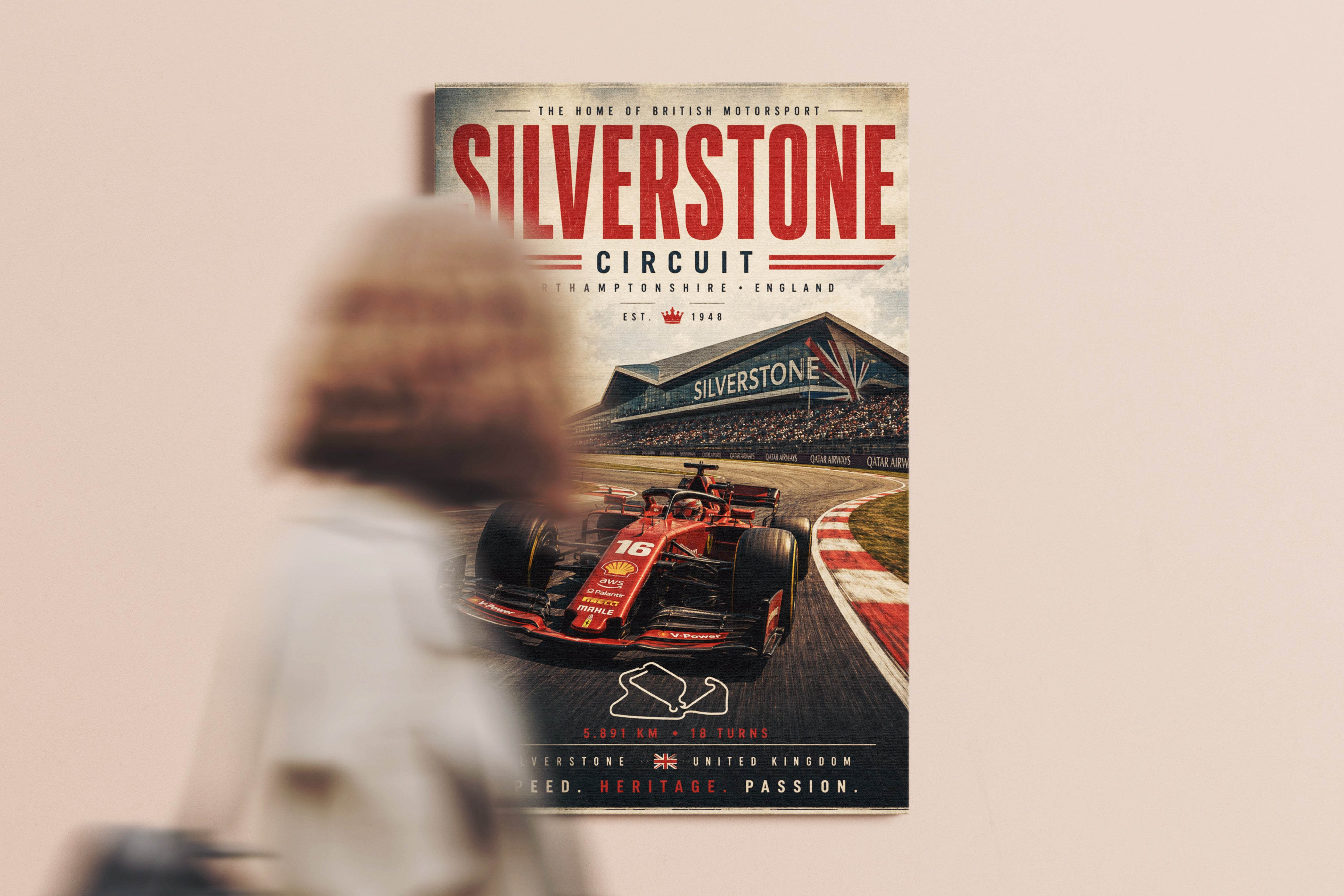 Silverstone F1 Vertical Poster & Canvas – Vintage British Grand Prix Racing Wall Art