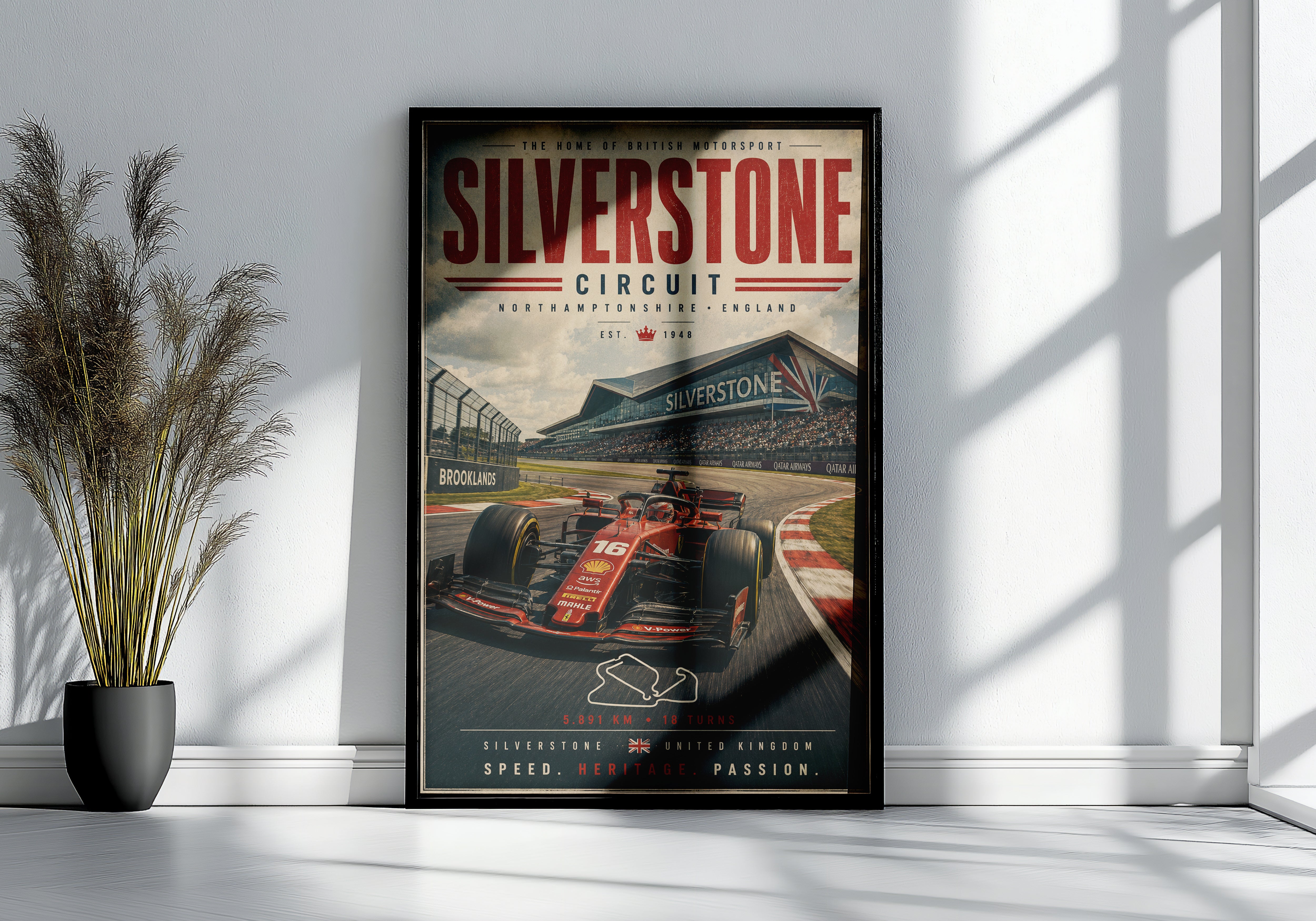Silverstone F1 Vertical Poster & Canvas – Vintage British Grand Prix Racing Wall Art