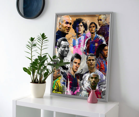 Soccer Legends poster canvas wall art print painting futbol art