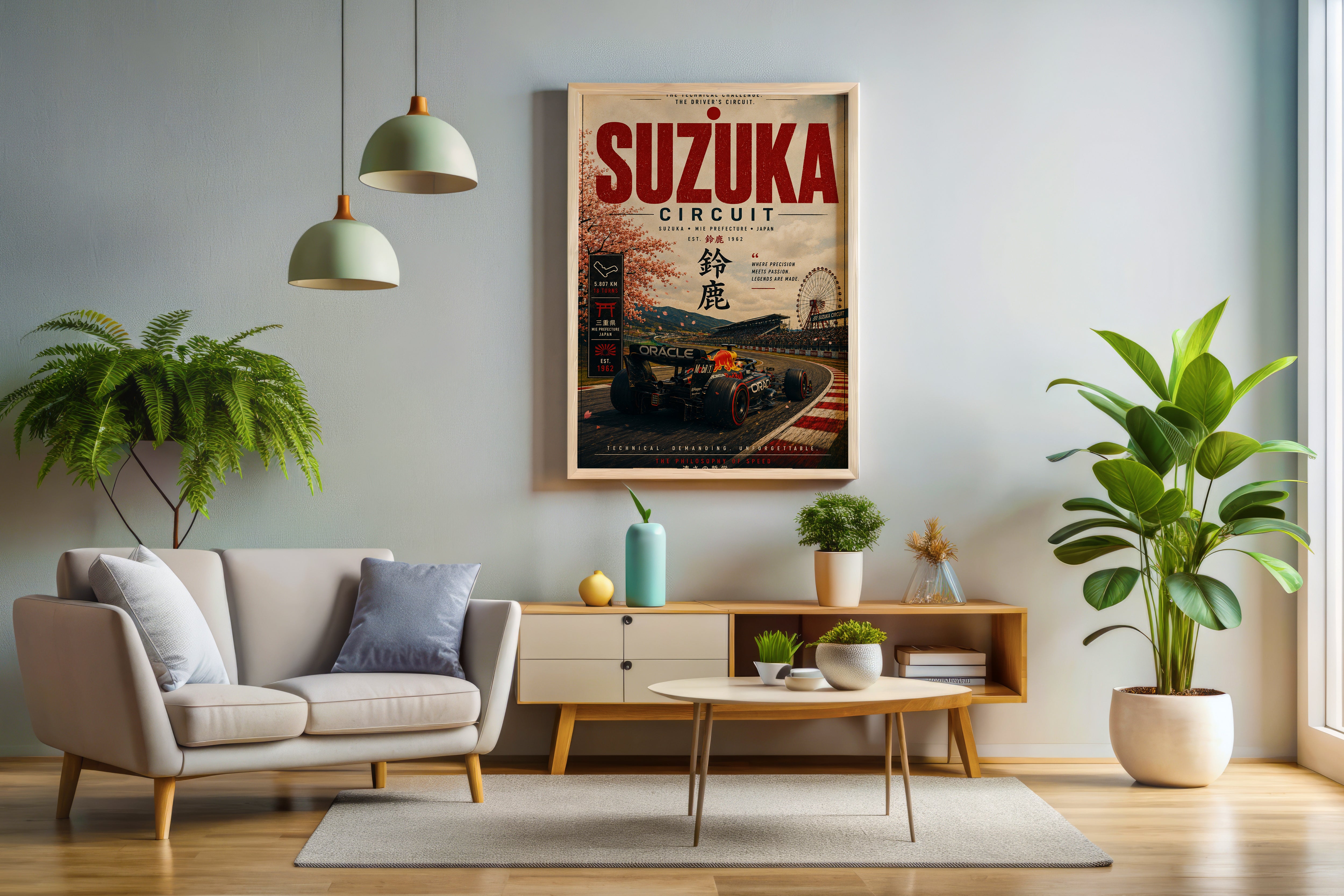 Suzuka F1 Vertical Poster & Canvas – Vintage Japanese Grand Prix Racing Wall Art