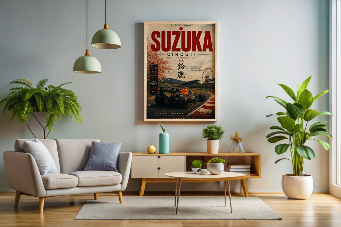 Suzuka F1 Vertical Poster & Canvas – Vintage Japanese Grand Prix Racing Wall Art