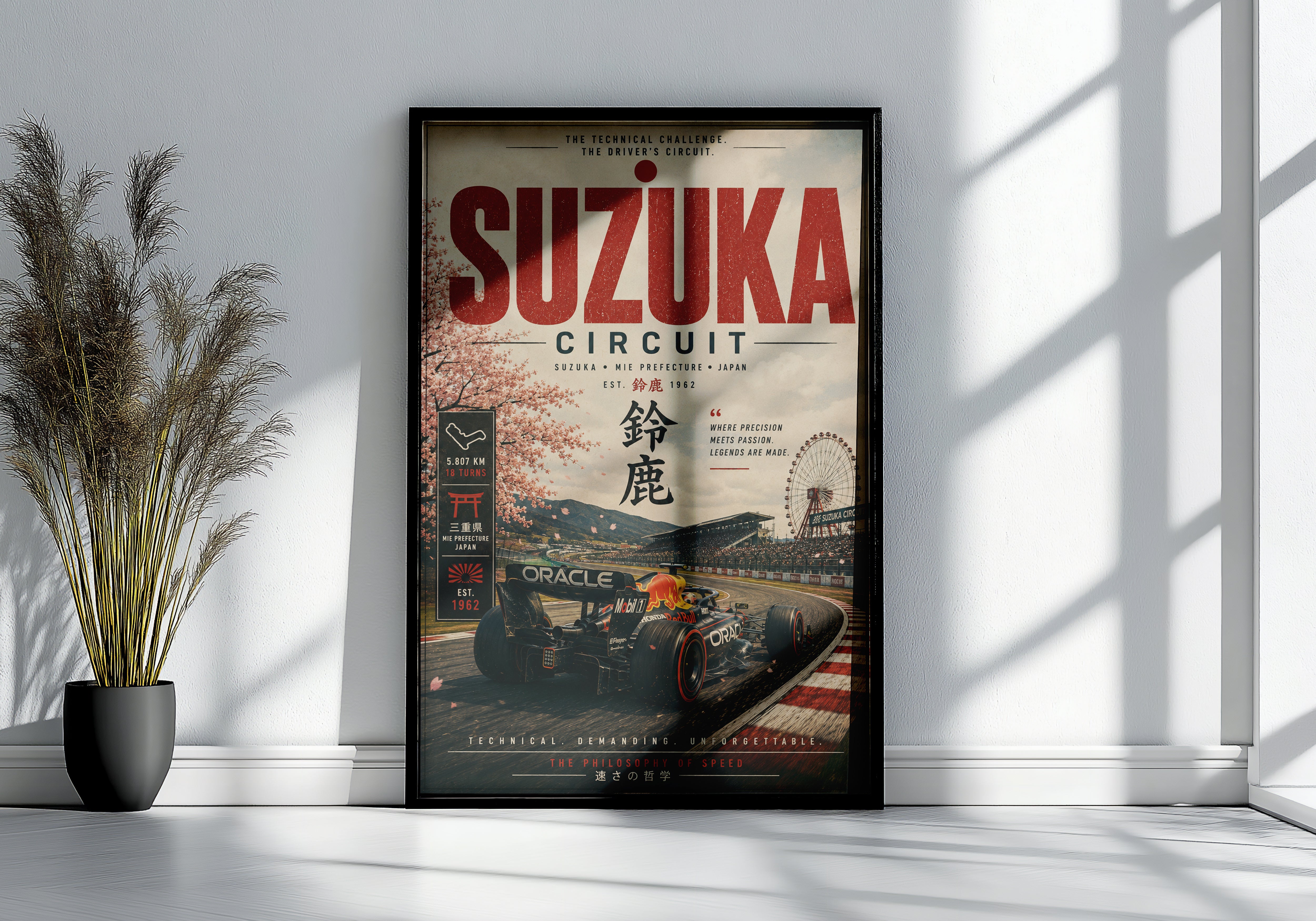 Suzuka F1 Vertical Poster & Canvas – Vintage Japanese Grand Prix Racing Wall Art