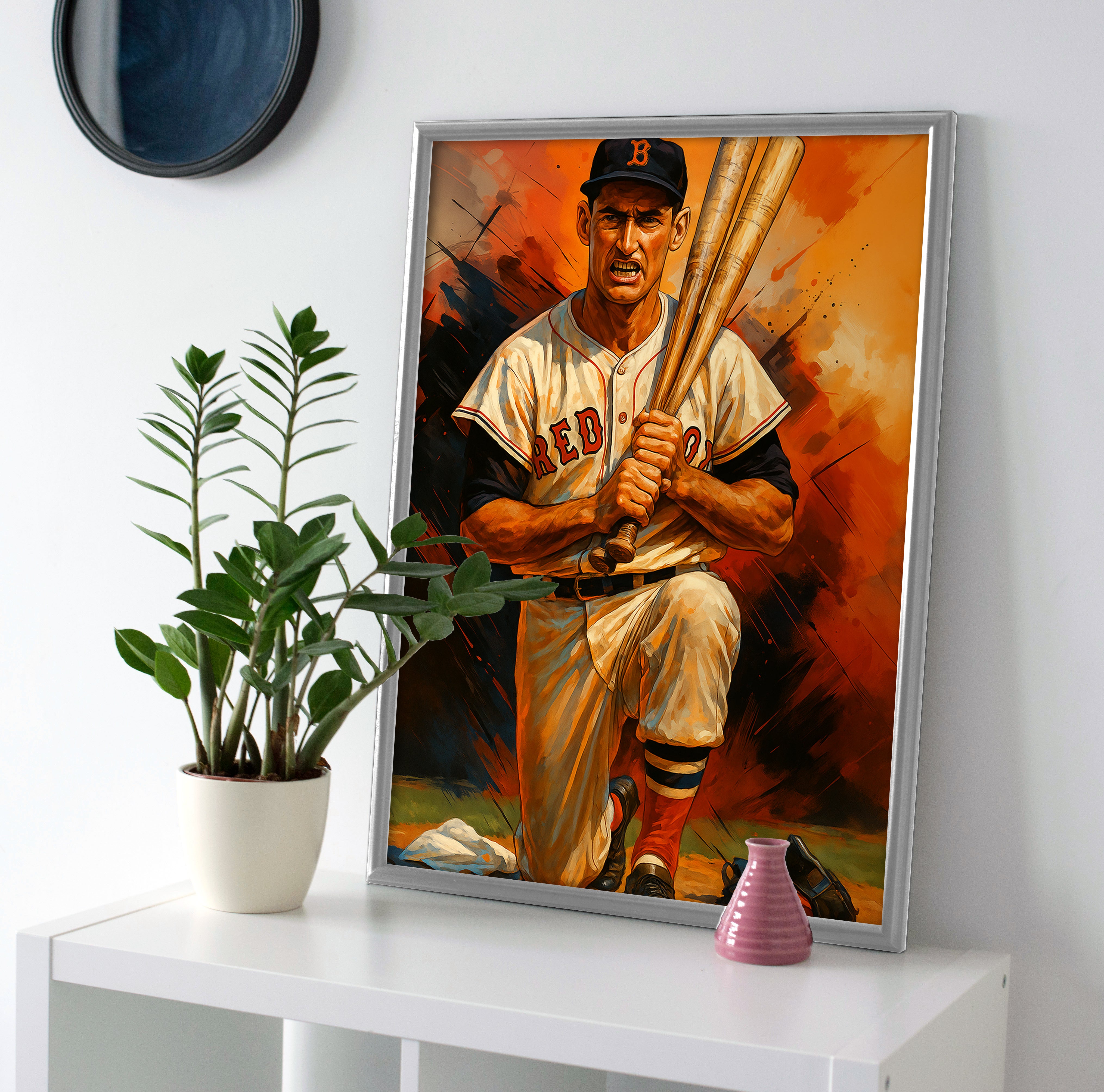 Ted Williams Painting Poster canvas wall art print red sox decor