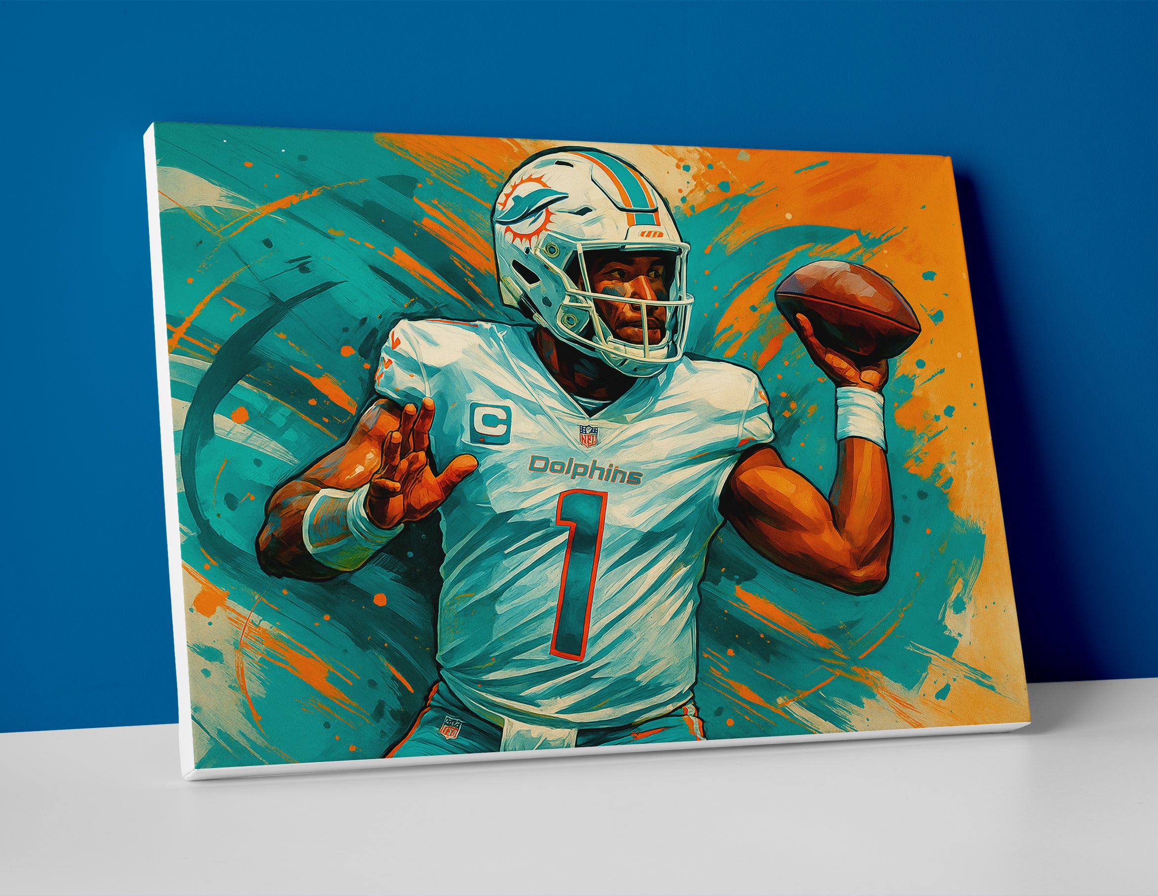 Tua Tagovailoa poster painting canvas wall art print artwork dolphins decor