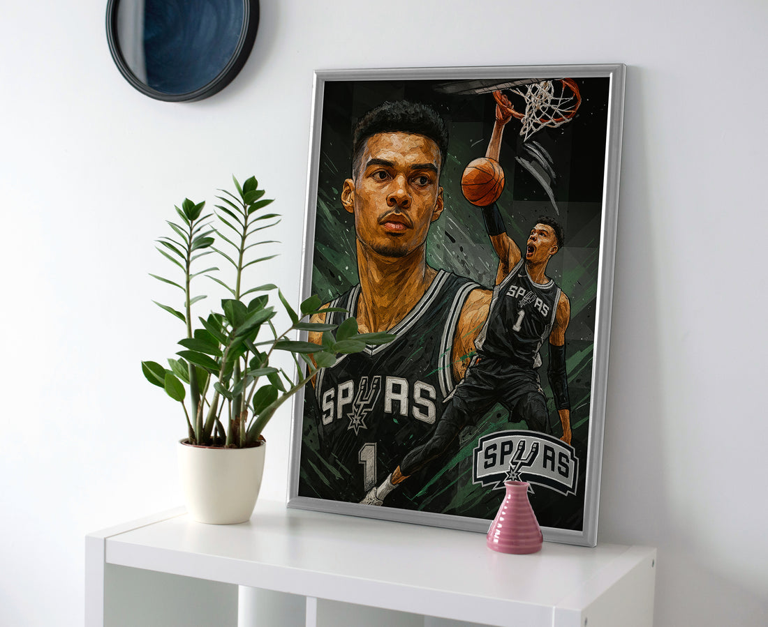 Victor Wembanyama spurs poster wemby canvas wall art painting