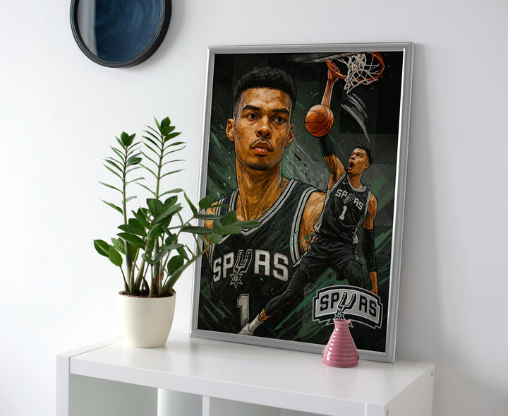 Victor Wembanyama spurs poster wemby canvas wall art painting