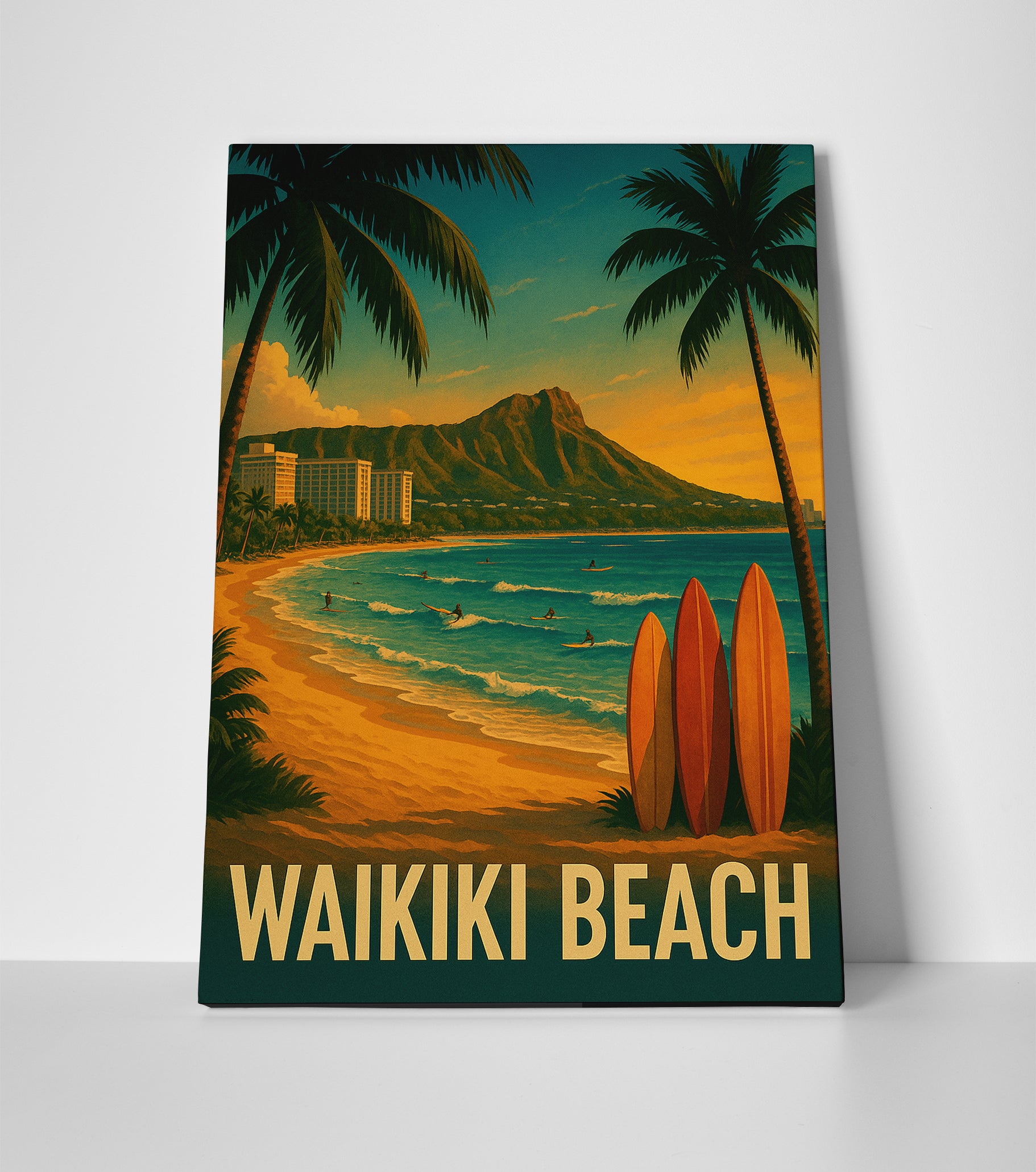 Waikiki beach poster canvas art