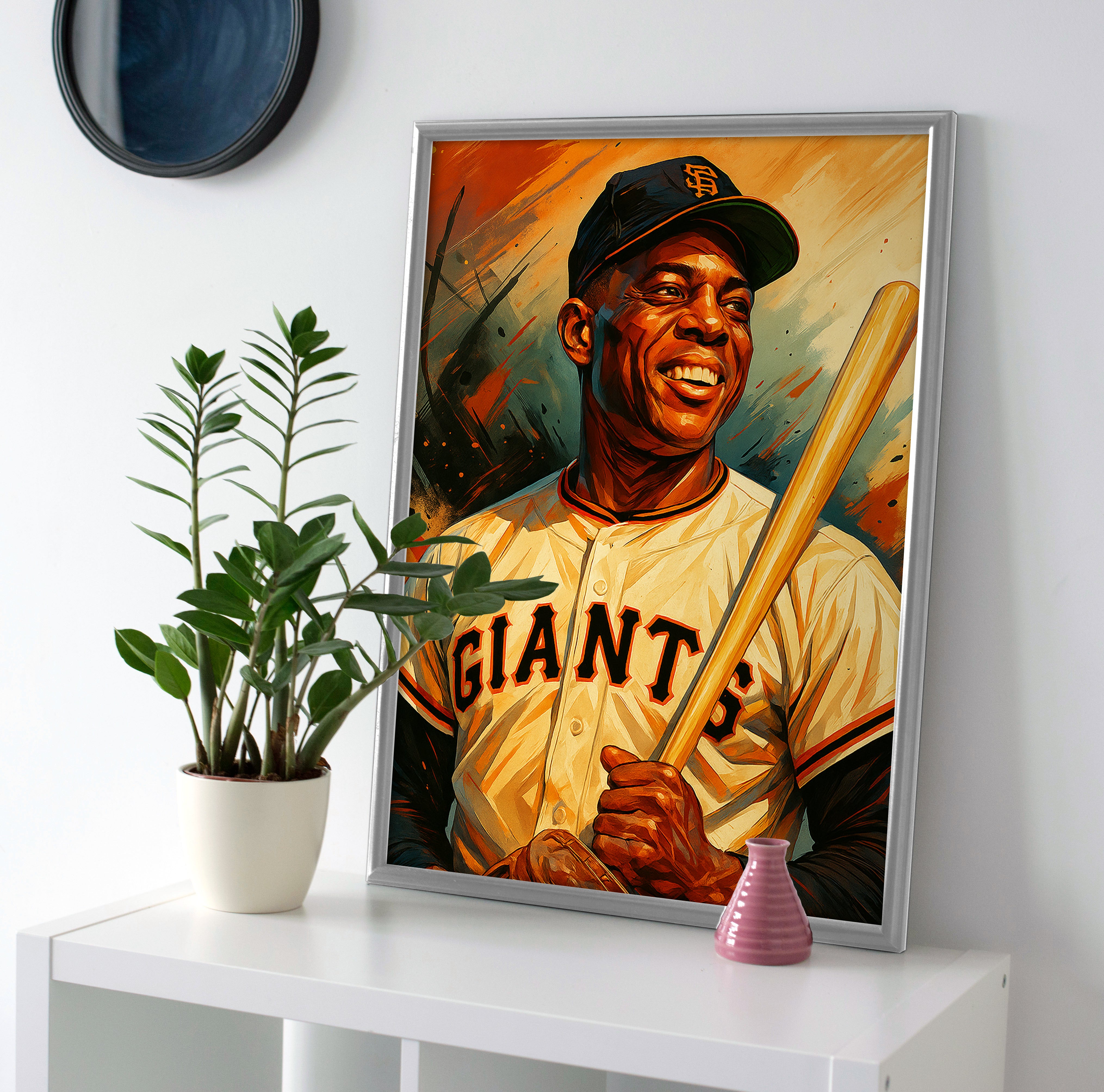 Willie Mays Painting Poster canvas wall art giants print decor sf