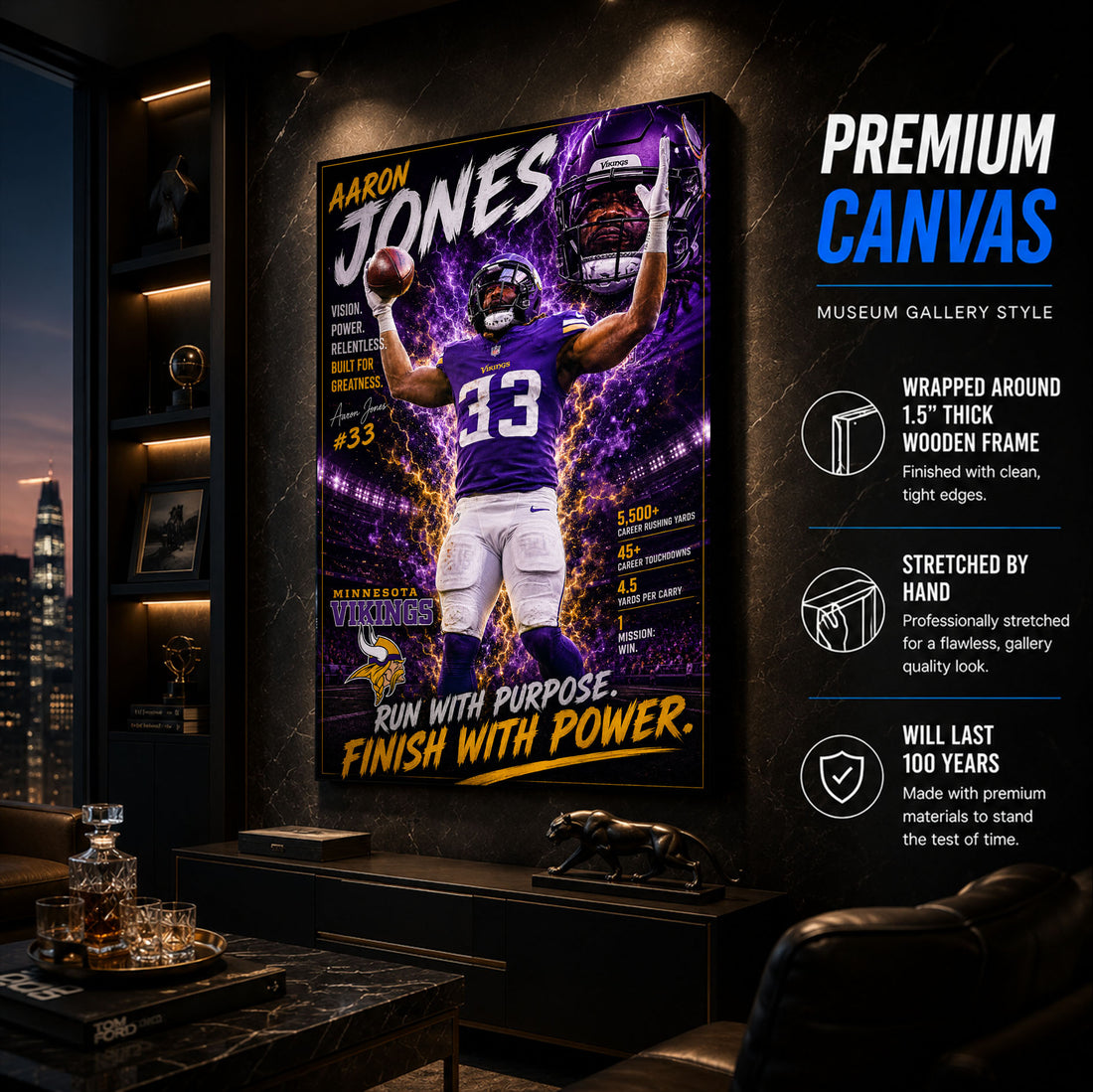 Aaron Jones Vikings Fan Poster or Canvas Wall Art