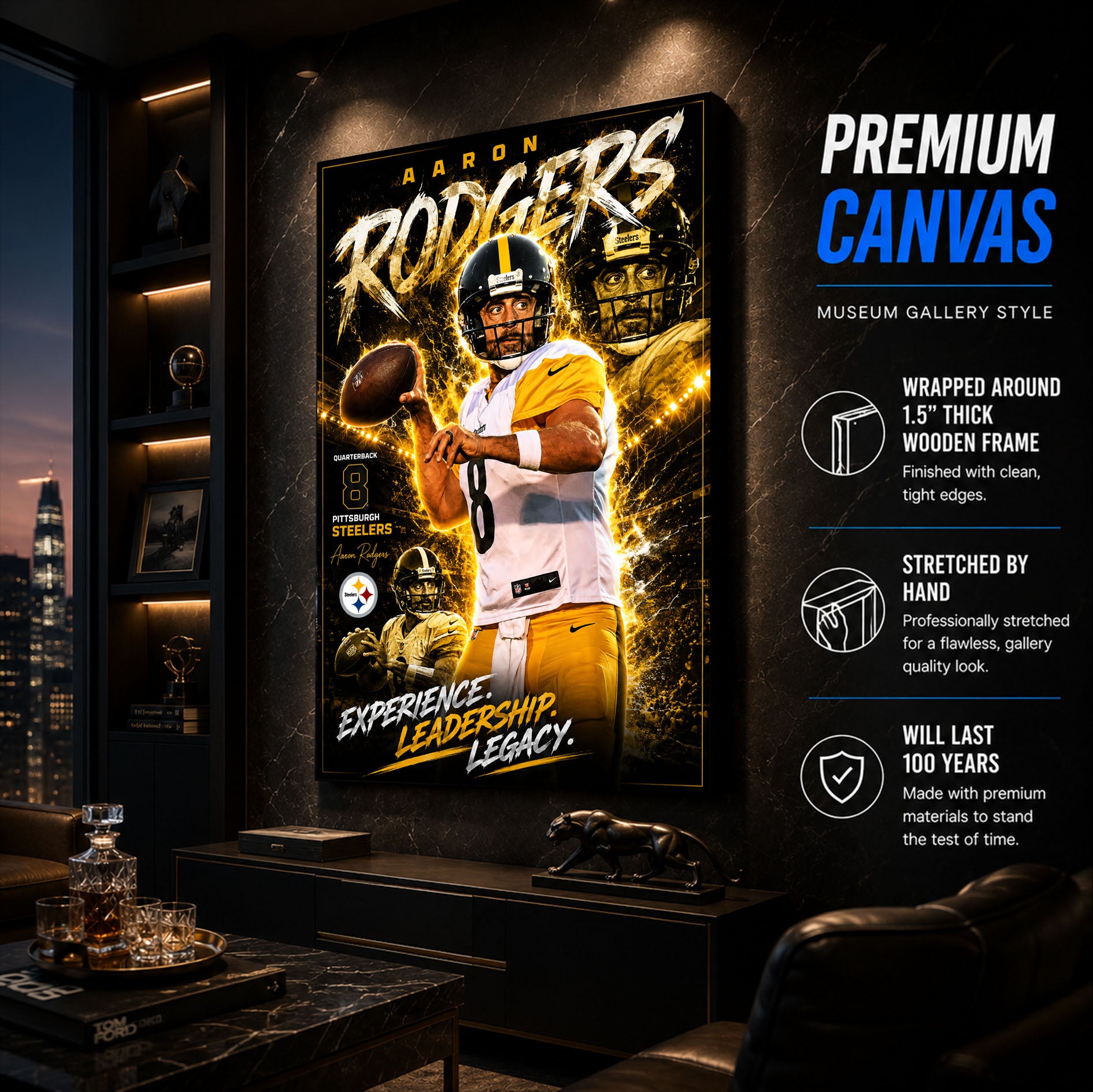Aaron Rodgers Steelers Fan Poster or Canvas Wall Art