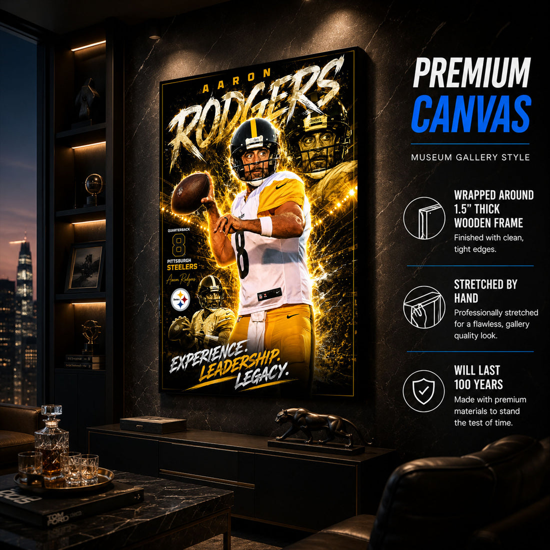 Aaron Rodgers Steelers Fan Poster or Canvas Wall Art
