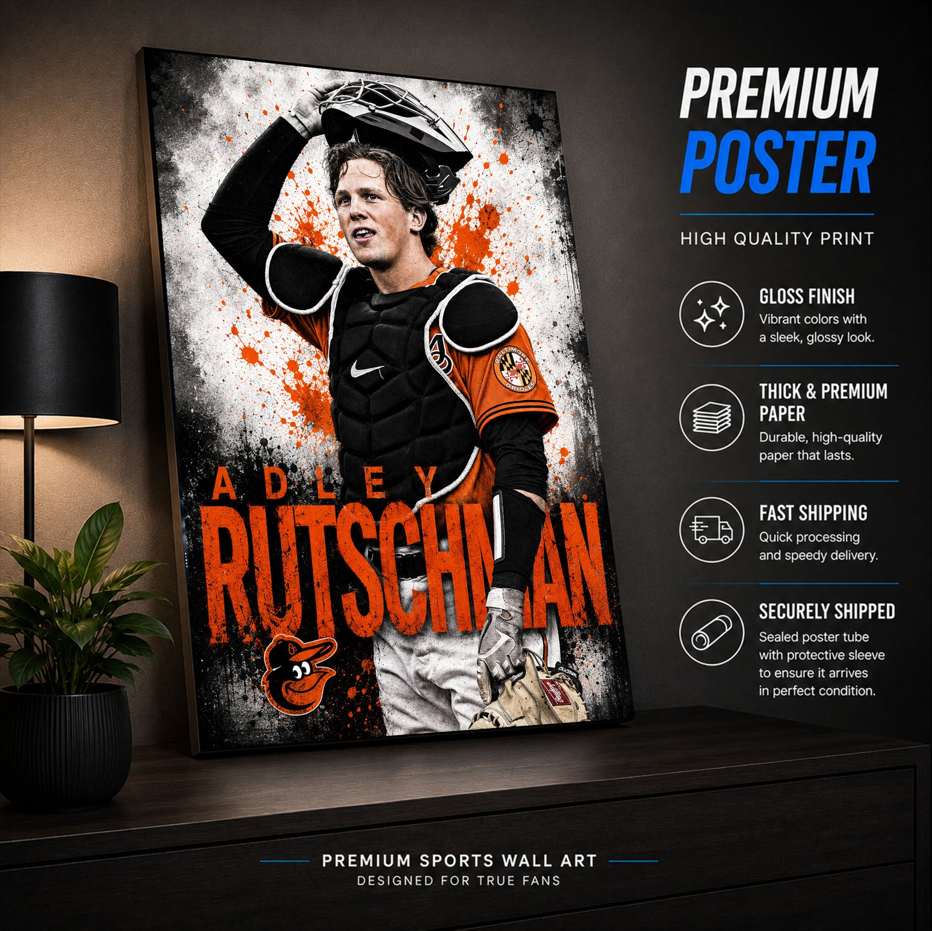 Adley Rutschman Orioles Poster or Canvas Wall Art